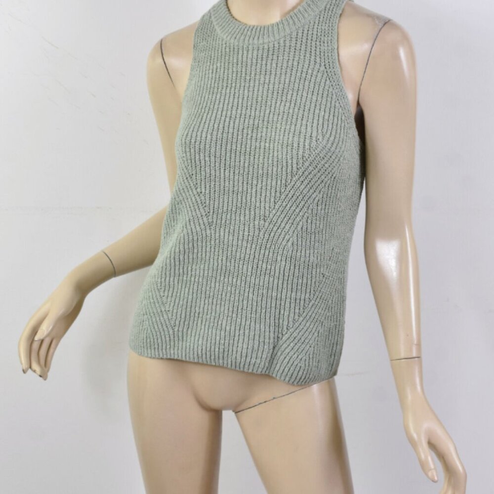 MADEWELL Sage Green JENSEN SWEATER TANK Chunky Knit Cutaway Arms Size S